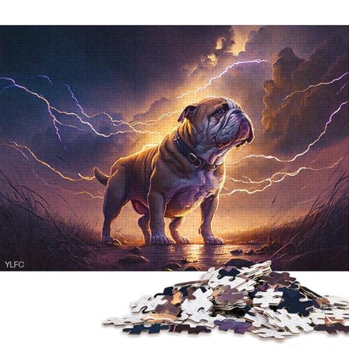 Lustiges Puzzle für Erwachsene, 1000-teiliges Bulldoggen-Puzzle für Kinder, Kartonpuzzle, tolles Geschenk für Erwachsene 38x26cm/1000 Teile von LiJianXXS