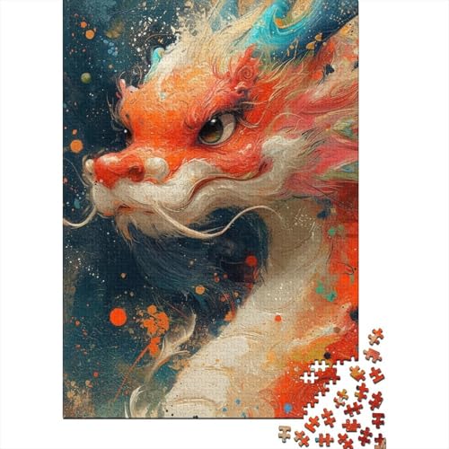 Mysteriöser Drache, Holzpuzzle für Erwachsene, 1000 Teile, Puzzle für Erwachsene und Kinder, Familienspiele, Puzzle, Wanddekoration, Größe: 75 x 50 cm von LiJianXXS