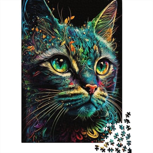 Porträt Einer schönen Katze. Puzzle für Erwachsene, 1000 Teile, Kinder, Jungen und Mädchen, Holzpuzzle, Spiel, Geburtstagsgeschenke, Puzzlegröße: 75 x 50 cm von LiJianXXS