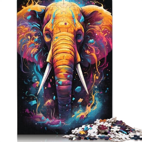 Puzzle, Malerei, Farbe, Elefant, Puzzle, 1000 Teile, Erwachsenen-Puzzle, Holzpuzzle für Erwachsene und Kinder, Denkspiel, 75 x 50 cm von LiJianXXS