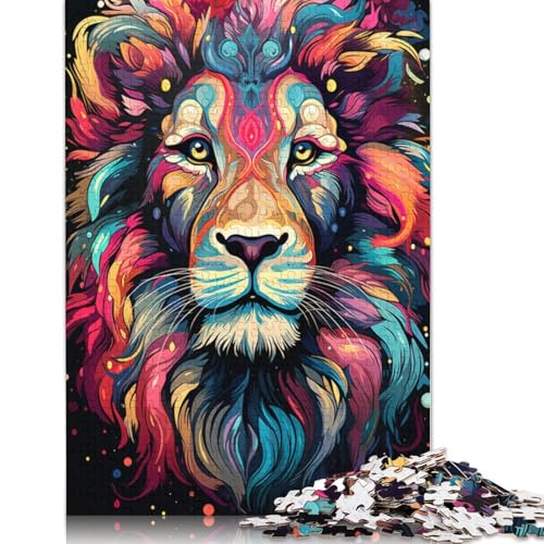 Puzzle, buntes Gemälde, Tier, Löwe, Puzzle 1000 Teile, Erwachsenenpuzzle, Kartonpuzzle für Erwachsene und Kinder, Denkspiel, 38 x 26 cm von LiJianXXS