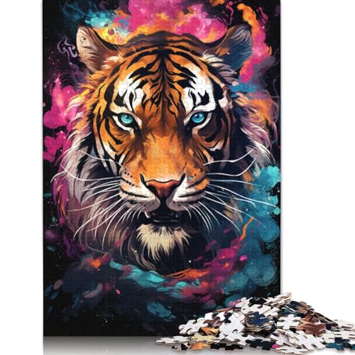 Puzzle, buntes Gemälde, Tiertiger, Puzzle 1000 Teile, Erwachsenenpuzzle, Kartonpuzzle für Erwachsene und Kinder, Denkspiel, 38 x 26 cm von LiJianXXS