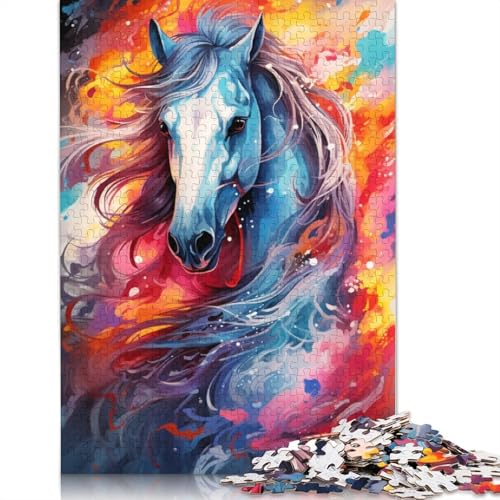 Puzzle, buntes psychedelisches Pferde-Puzzle, 1000 Teile, Erwachsenen-Puzzle, Holzpuzzle für Erwachsene und Kinder, Denkspiel, 75 x 50 cm von LiJianXXS