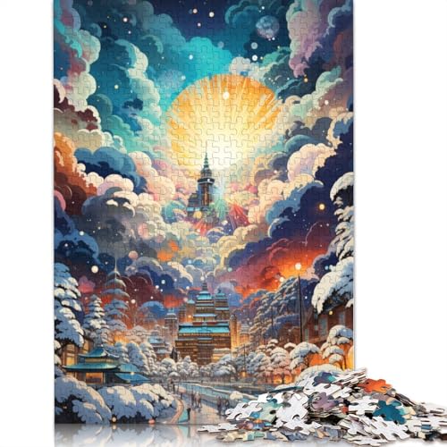 Puzzle, farbenfrohes, psychedelisches Schneelandschafts-Puzzle, 1000 Teile, Erwachsenen-Puzzle, Kartonpuzzle für Erwachsene und Kinder, Denkspiel, 38 x 26 cm von LiJianXXS