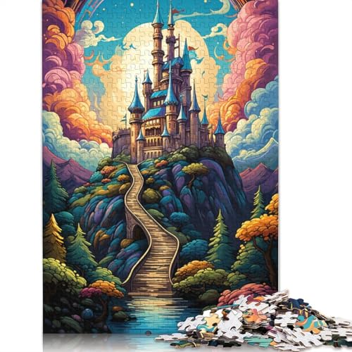 Puzzle, farbenfrohes psychedelisches Fantasy-Schloss, Puzzle 1000 Teile, Erwachsenenpuzzle, Holzpuzzle für Erwachsene und Kinder, Denkspiel, 75 x 50 cm von LiJianXXS