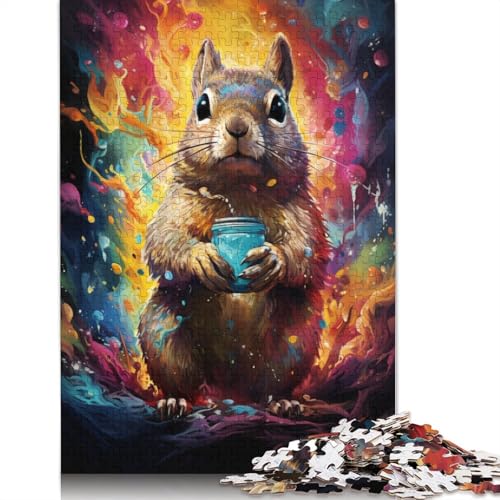 Puzzle, farbenfrohes psychedelisches Galaxie-Eichhörnchen-Puzzle, 1000 Teile, Erwachsenen-Puzzle, Kartonpuzzle für Erwachsene und Kinder, Denkspiel, 38 x 26 cm von LiJianXXS