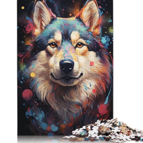 Puzzle, farbenfrohes psychedelisches Shiba Inu-Puzzle, 1000 Teile, Erwachsenenpuzzle, Kartonpuzzle für Erwachsene und Kinder, Denkspiel, 38 x 26 cm von LiJianXXS