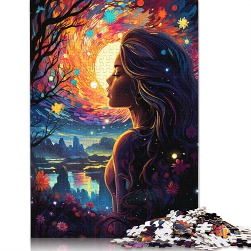 Puzzle, farbenfrohes psychedelisches Sternennacht-Puzzle, 1000 Teile, Erwachsenen-Puzzle, Kartonpuzzle für Erwachsene und Kinder, Denkspiel, 38 x 26 cm von LiJianXXS