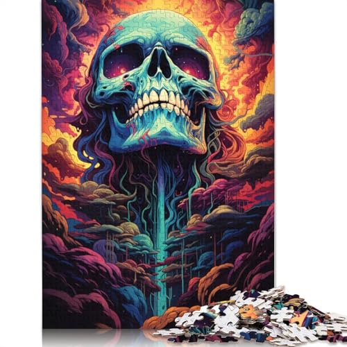 Puzzle, farbenfrohes psychedelisches Totenkopf-Puzzle, 1000 Teile, Erwachsenen-Puzzle, Holzpuzzle für Erwachsene und Kinder, Denkspiel, 75 x 50 cm von LiJianXXS