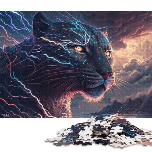 Puzzle 1000 Teile, Art Black Leopard, Puzzle aus Karton, tolles Geschenk für Erwachsene 38x26cm/1000 Teile von LiJianXXS