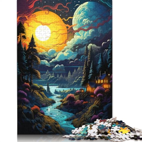 Puzzle 1000 Teile, Bunte Fantasielandschaft, Puzzle für Kinder, Holzpuzzle, pädagogisches Stressabbau-Spielzeug, Puzzle 75 x 50 cm von LiJianXXS