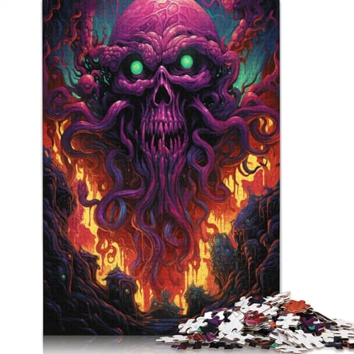 Puzzle 1000 Teile, Die farbenfrohe Psychedelia der Invasion von Cthulhu, Puzzle für Kinder, Holzpuzzle, pädagogisches Stressabbau-Spielzeug, Puzzle, 75 x 50 cm von LiJianXXS