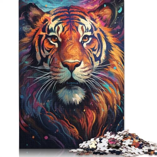 Puzzle 1000 Teile, Die farbenfrohe Psychedelia des Weltraumtigers, Puzzle für Kinder, Holzpuzzle, pädagogisches Spielzeug zum Stressabbau, Puzzle, 75 x 50 cm von LiJianXXS