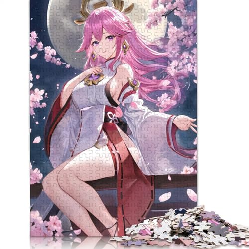 Puzzle 1000 Teile, Genshin Impact Yae Miko, Puzzle für Erwachsene, Holzpuzzle, Spielzeug, Wanddekoration (Größe 75 x 50 cm) von LiJianXXS