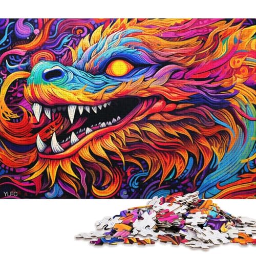 Puzzle 1000 Teile, Kunst, Fliegende Drachen, Puzzle für Erwachsene, Holzpuzzle, Puzzle – anspruchsvolles Spiel (Größe 75 * 50 cm) von LiJianXXS