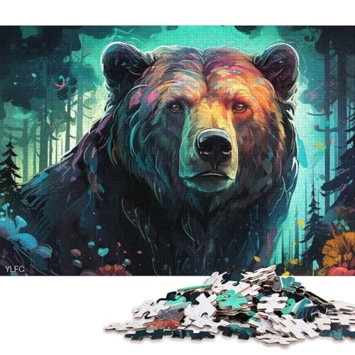 Puzzle 1000 Teile, Kunst, Tier, Bär, Puzzle für Erwachsene, Holzpuzzle, Puzzle – anspruchsvolles Spiel (Größe 75 * 50 cm) von LiJianXXS