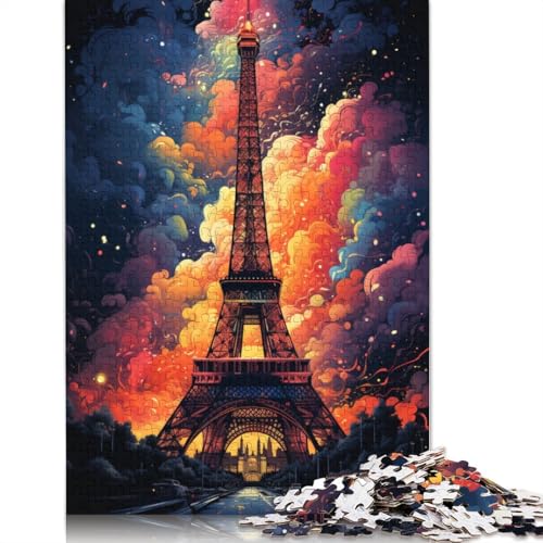 Puzzle 1000 Teile, farbenfrohes Eiffelturm-Puzzle für Kinder, Holzpuzzle, pädagogisches Stressabbau-Spielzeug, Puzzle 75 x 50 cm von LiJianXXS