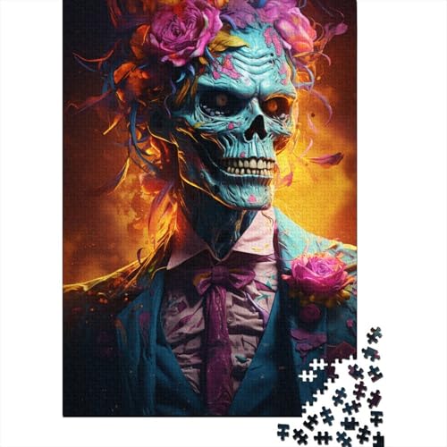 Puzzle 1000 Teile, farbenfrohes psychedelisches Gangster-Zombie-Puzzle für Erwachsene, Holzpuzzle, Heimdekoration 29,53x19,69 Zoll von LiJianXXS