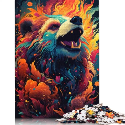 Puzzle 1000 Teile, farbenfrohes psychedelisches Tier-Panda-Puzzle für Kinder, Holzpuzzle, pädagogisches Stressabbau-Spielzeug, Puzzle, 75 x 50 cm von LiJianXXS