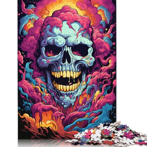 Puzzle 1000 Teile, farbenfrohes psychedelisches Totenkopf-Puzzle für Kinder, Holzpuzzle, pädagogisches Stressabbau-Spielzeug, Puzzle, 75 x 50 cm von LiJianXXS