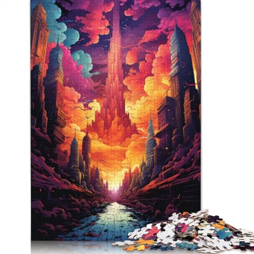 Puzzle 1000 Teile, farbenfrohes psychedelisches Urban-Art-Puzzle für Kinder, Holzpuzzle, pädagogisches Stressabbau-Spielzeug, Puzzle, 75 x 50 cm von LiJianXXS