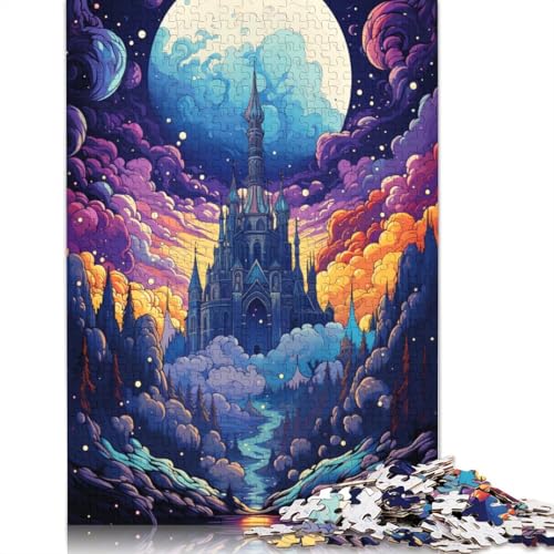 Puzzle 1000 Teile, farbenfrohes psychedelisches Weltraum-Kathedrale-Puzzle für Kinder, Holzpuzzle, pädagogisches Stressabbau-Spielzeug, Puzzle, 75 x 50 cm von LiJianXXS