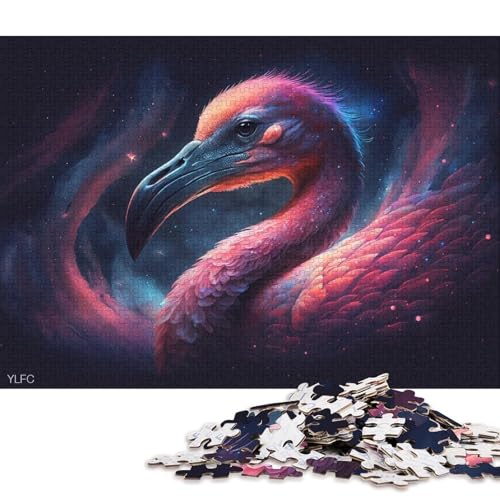 Puzzle 1000 Teile, kosmisches Galaxie-Flamingo-Puzzle für Erwachsene, Holzpuzzle, Familienspaß, Puzzle, 75 x 50 cm von LiJianXXS