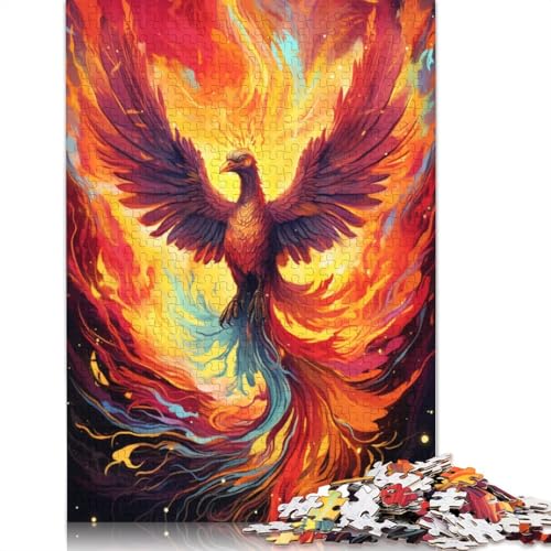 Puzzle 1000 Teile Flammen-Phönix-Puzzle für Kinder, Holzpuzzle, pädagogisches Stressabbau-Spielzeug-Puzzle, 75 x 50 cm von LiJianXXS