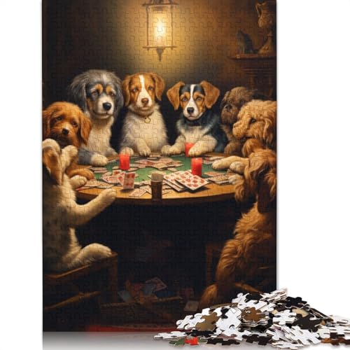 Puzzle 1000 Teile Hunde Spielen Poker Puzzle Kartonpuzzle Familienunterhaltungsspielzeug Größe: 38x26cm von LiJianXXS