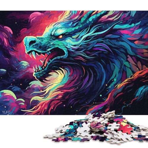 Puzzle 1000 Teile Puzzle für Erwachsene und Kinder, Drache im Weltraum, Puzzle für Erwachsene, Holzpuzzle, Lernspiel 75x50cm/1000 Teile von LiJianXXS