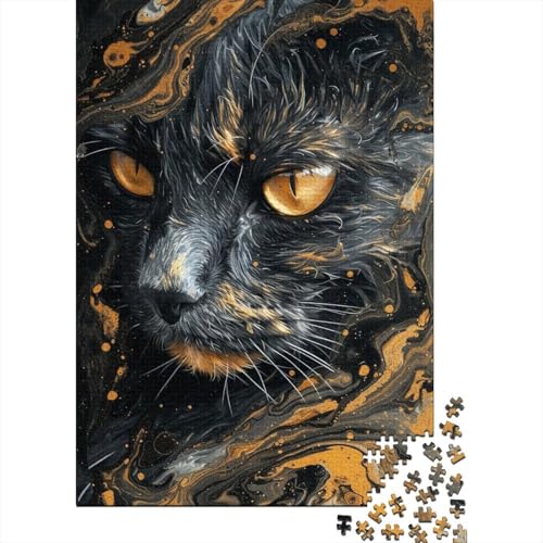 Puzzle 1000 Teile Puzzle für Kinder und Erwachsene, Psychedelische Kunst, Katzen-Puzzle, intellektuelles Entspannungs-Spaßspiel, Größe: 75 x 50 cm von LiJianXXS