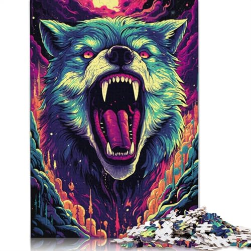 Puzzle 1000 Teile für Erwachsene, Angry Husky, Puzzle für Kinder, Holzpuzzle, anspruchsvolles Spiel, Puzzle, 75 x 50 cm von LiJianXXS