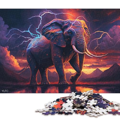 Puzzle 1000 Teile für Erwachsene, Art Dream Elephant Puzzles für Erwachsene, Holzpuzzles, Familienunterhaltungsspielzeug 75x50cm/1000 Stück von LiJianXXS