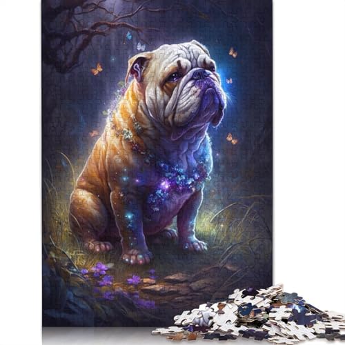 Puzzle 1000 Teile für Erwachsene, Bulldogge, Blume, Galaxie, Puzzle für Erwachsene und Kinder, Papppuzzle, tolles Geschenk für Erwachsene, Größe: 38 x 26 cm von LiJianXXS