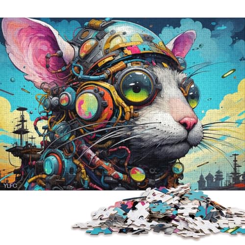 Puzzle 1000 Teile für Erwachsene, Bunte Robotermaus-Puzzles für Erwachsene, Kartonpuzzles, Familienunterhaltungsspielzeug 38x26cm/1000 Stück von LiJianXXS