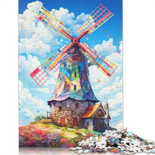 Puzzle 1000 Teile für Erwachsene, Bunte Windmühlen, Puzzle für Erwachsene, Kartonpuzzle, Lernspiel für Erwachsene und Kinder, Größe: 38 x 26 cm von LiJianXXS