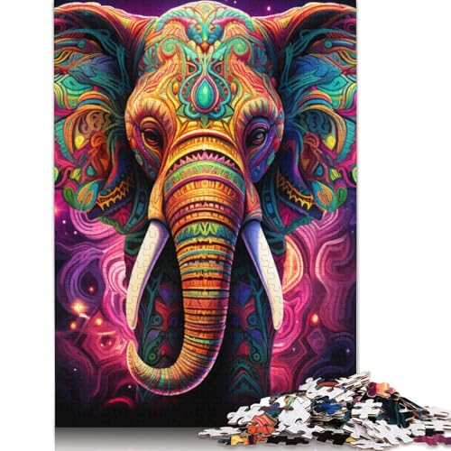 Puzzle 1000 Teile für Erwachsene, Buntes Elefanten-Puzzle für Erwachsene, Kartonpuzzle, Lernspiel für Erwachsene und Kinder, Größe: 38 x 26 cm von LiJianXXS