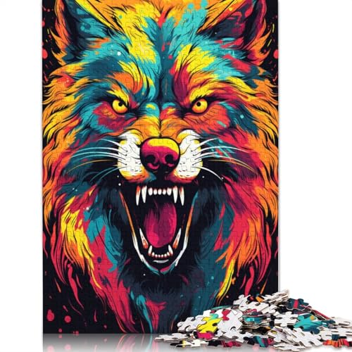 Puzzle 1000 Teile für Erwachsene, Fantasie, bunter Wolf, Puzzle für Erwachsene, Papppuzzle, tolles Geschenk für Erwachsene, 38 x 26 cm von LiJianXXS