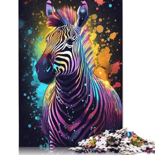 Puzzle 1000 Teile für Erwachsene, Farbiges Zebra-Puzzle für Erwachsene, Holzpuzzle, Familienspaß-Puzzle, 75 x 50 cm von LiJianXXS