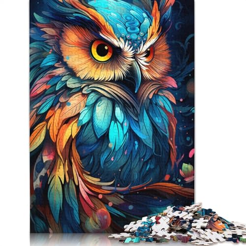 Puzzle 1000 Teile für Erwachsene, Farbmalerei, Eulen-Puzzle für Erwachsene, Holzpuzzle, tolles Geschenk für Erwachsene, 75 x 50 cm von LiJianXXS