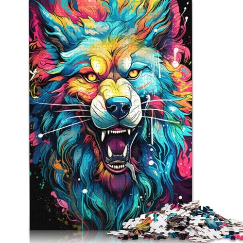 Puzzle 1000 Teile für Erwachsene, Farbmalerei, Wolfspuzzle für Erwachsene, Holzpuzzle, tolles Geschenk für Erwachsene, 75 x 50 cm von LiJianXXS