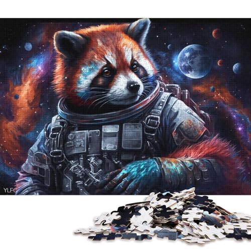 Puzzle 1000 Teile für Erwachsene, Galaxie-Astronaut, Roter Panda, Puzzle für Erwachsene, Holzpuzzle für Familienspaß und Spieleabend (Größe 75 * 50 cm) von LiJianXXS