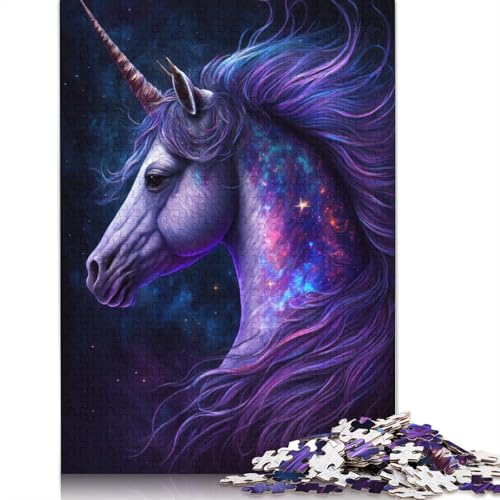 Puzzle 1000 Teile für Erwachsene, Galaxie-Einhorn, Puzzle für Erwachsene und Kinder, Kartonpuzzle, Lernspiel, Herausforderungsspielzeug (Größe 38 x 26 cm) von LiJianXXS