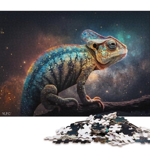 Puzzle 1000 Teile für Erwachsene, Kosmisches Chamäleon, Puzzle für Erwachsene, Holzpuzzle, tolles Geschenk für Erwachsene, 75 x 50 cm von LiJianXXS