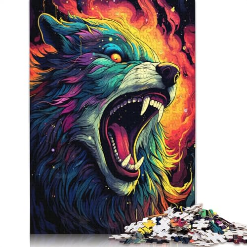 Puzzle 1000 Teile für Erwachsene, Kunst, wütender Wolf, Puzzle für Kinder, Kartonpuzzle, anspruchsvolles Spielpuzzle, 38 x 26 cm von LiJianXXS