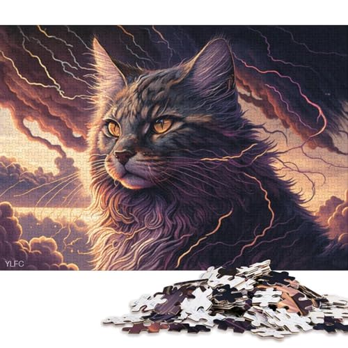 Puzzle 1000 Teile für Erwachsene, Kunstpuzzle Maine Coon Cat, Puzzle für Erwachsene, Holzpuzzle, Lernspiele für Erwachsene und Kinder 75x50cm/1000 Teile von LiJianXXS