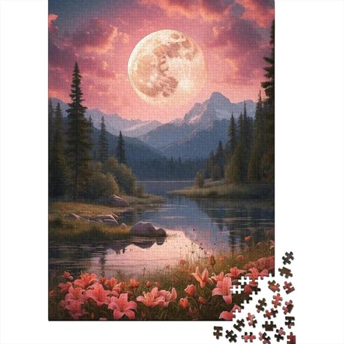 Puzzle 1000 Teile für Erwachsene, Mondaufgang, Puzzle für Erwachsene und Kinder, Holzpuzzle, Heimdekoration, Größe: 75 x 50 cm von LiJianXXS