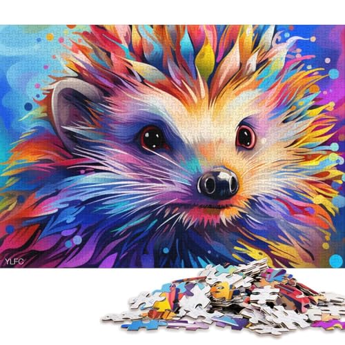 Puzzle 1000 Teile für Erwachsene, Psychedelisches Igel-Puzzle für Erwachsene, Holzpuzzle für Familienspaß und Spieleabend (Größe 75 * 50 cm) von LiJianXXS