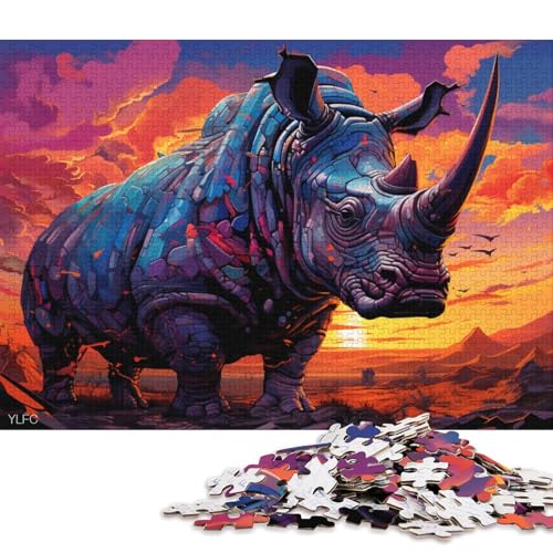 Puzzle 1000 Teile für Erwachsene, Roboter-Nashorn-Puzzle, Papppuzzle, Lernspiele für Erwachsene und Kinder 38x26cm/1000 Teile von LiJianXXS