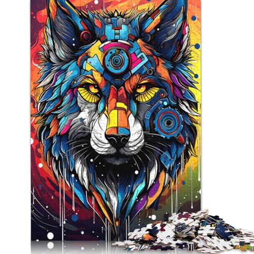 Puzzle 1000 Teile für Erwachsene, Roboterkunst, Wolf, Puzzle für Erwachsene, Holzpuzzle, tolles Geschenk für Erwachsene, 75 x 50 cm von LiJianXXS